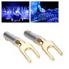 2pcs U Spade Speaker Plug Audio Screw Fork Connector Jack Adapter Gold Plated Pure Copper
