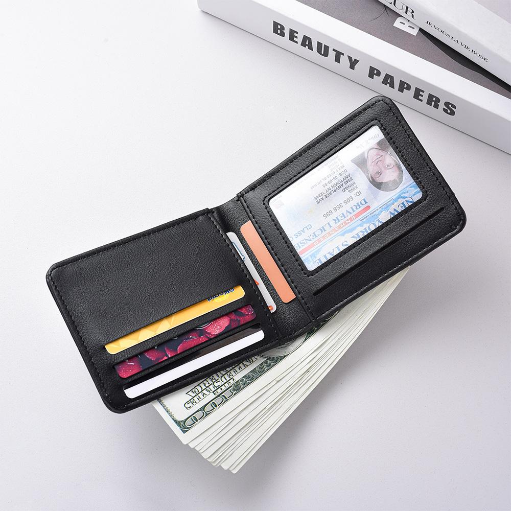 Ultra-Thin Mini Short Wallet for Men with ID Card Bank Card Slot And Po Window Business Casual Wallet for Young Men