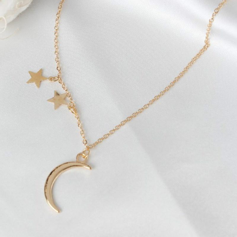 Fashion Holiday Beach Spa Crystal Jewelry Drop Water Moon Shape Chains Necklace
