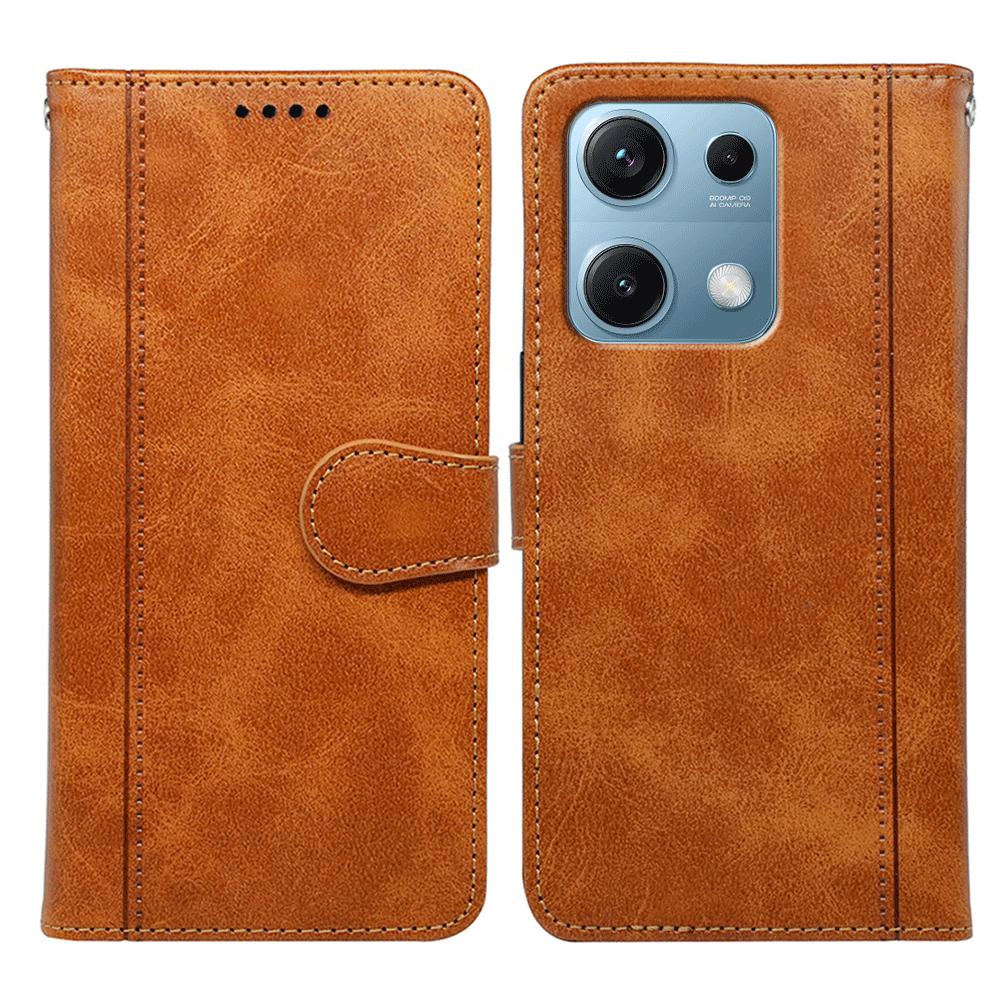 

For Xiaomi Redmi Note 14S 4G Case Calf Texture Leather Stand Book Style Phone Cover Yellow