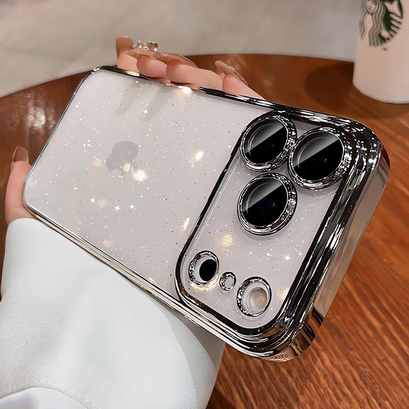 Compatible iPhone 17 Pro Max Electroplated Glitter Full Coverage Lens Film Anti-Fall Protective Case