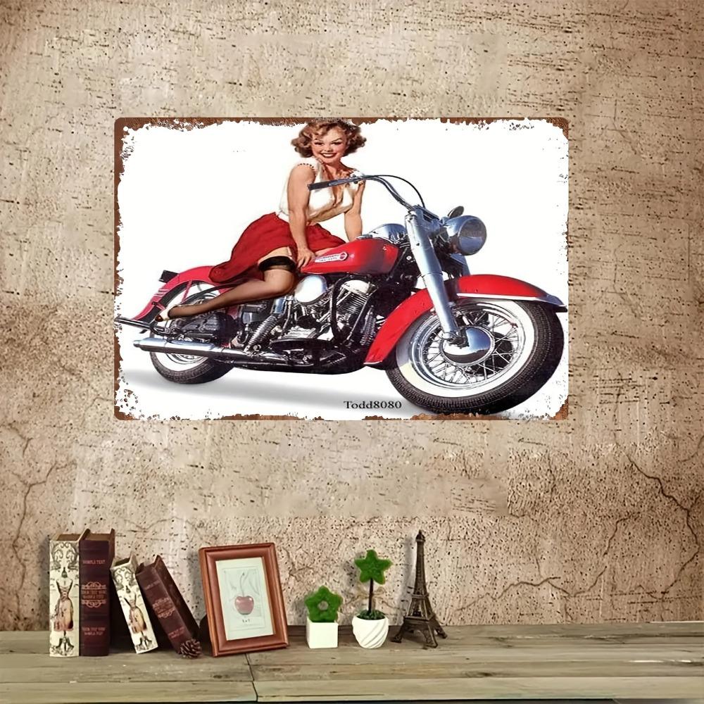 Vintage Retro Motorcycle Metal Tin Sign 8x12 Inches Garage Wall Art Decor
