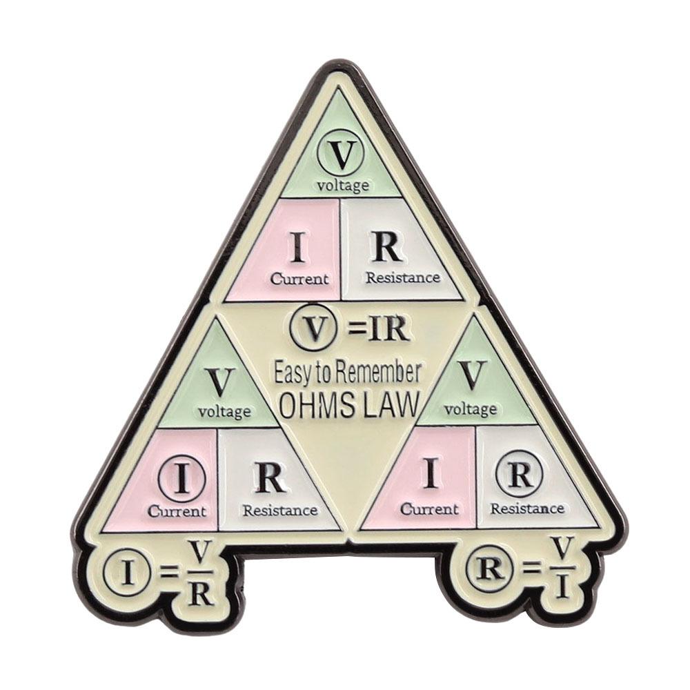 Ohm s Law Brooch: Physics Formula Triangle Enamel Pin Accessory