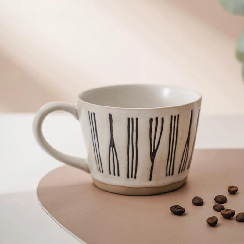350ml Retro Ceramic Coffee Mug Milk Tea Cup Creative Irregular Design Porcelain Mug Oatmeal Breakfast Mug Water Cup Drinkware