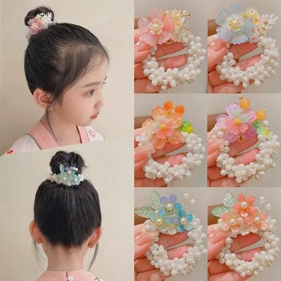 Vintage Floral Perlen Haarring für Mädchen - Elastisches Dutt-Accessoire