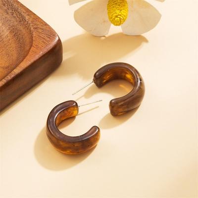 Fashion Retro Hoop Earrings Acrylic Resin Retro Simple Temperament C-shaped Earrings Women Trendy Accessories