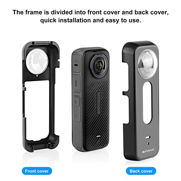 PULUZ Fat Cow Metal Rabbit Cage & Lens Protector for Insta360 X4 Panoramic Camera