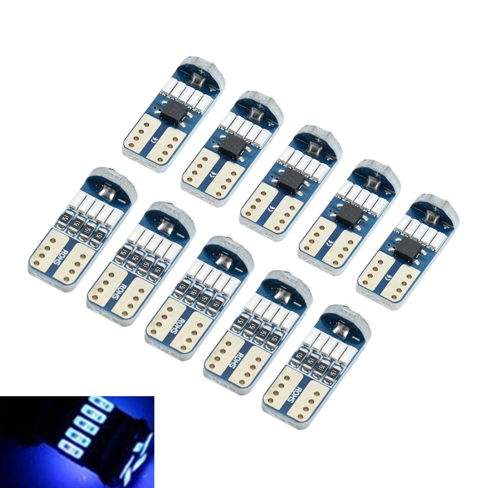 

10Pcs White/Red/Blue/Purple LED Bulbs,Car LED Width Indicator Lights With Infinite Decoding t10 4014 15smd,Car Accessories синій