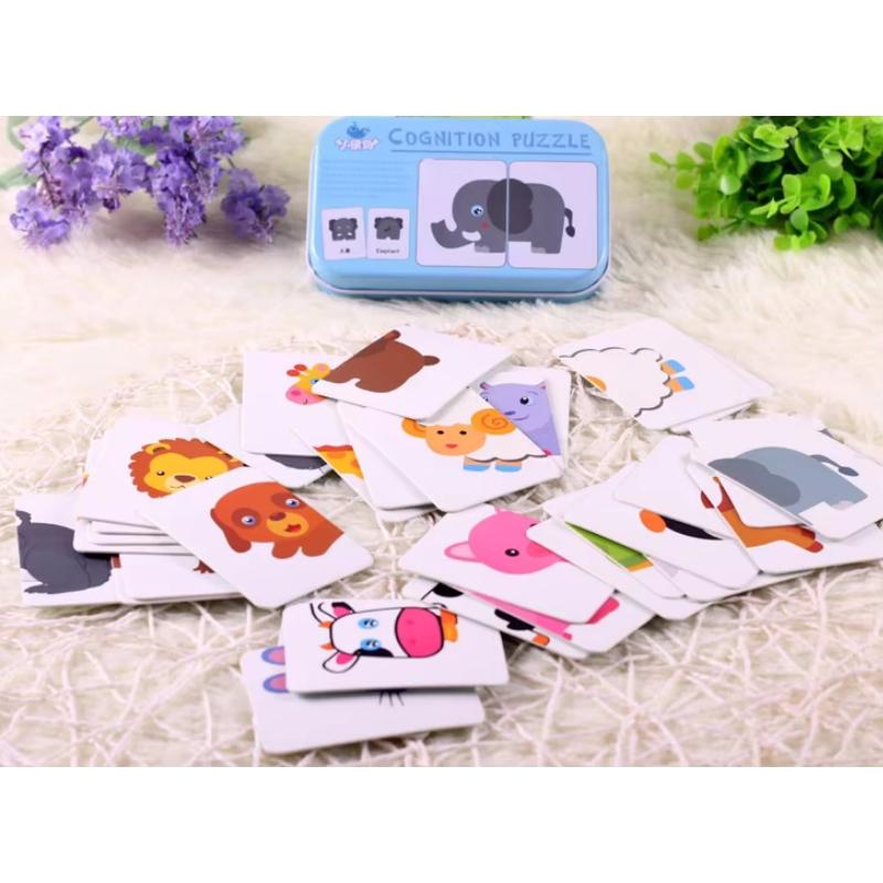 Baby Toys Infant Early Head Start Training Puzzle Cognitive Card Car Fruit Animal Life Set Pair Puzzle Baby Gift