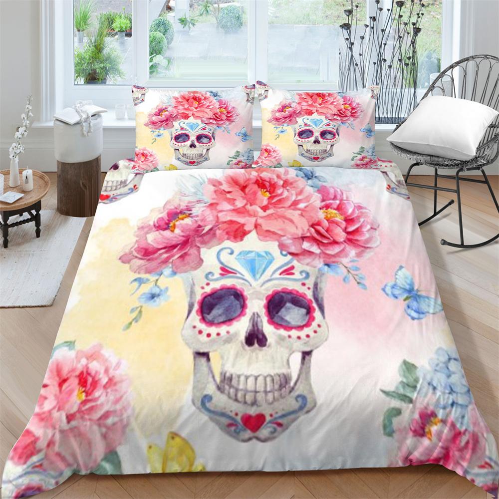 3D Totenkopf Bettwäsche Bettdecke Abdeckungen Home Bettwäsche Teenager Bequeme Bettdecke Bettbezug Set Polyester Bettwäsche Anzug