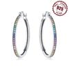 925 Silver Rainbow Gradient Earrings Jewelry Versatile Hoop Earrings For Women Jewelry Fine Birthday Party Gifts