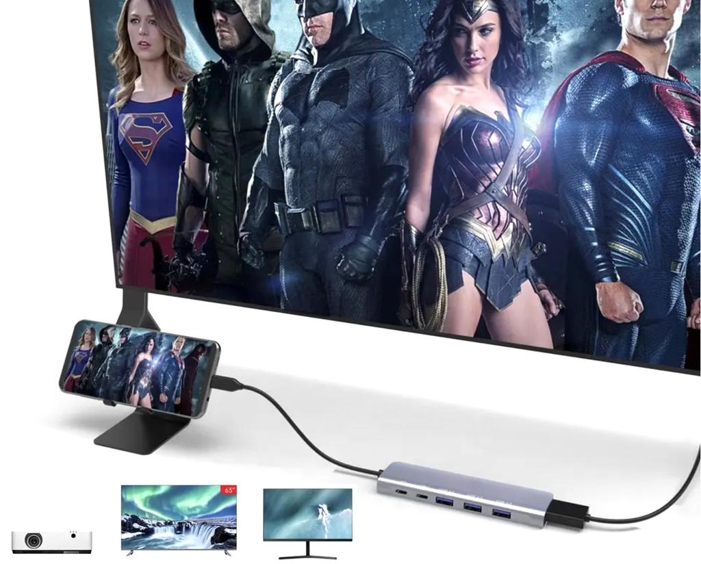 Docking Station HUB 6-in-1 USB-C HDMI 4K 3x USB 3.0 PD Power Delivery 100W