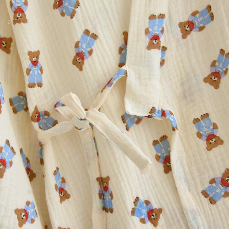 2023 Damen Krepp Double Gauze Kimono Nachthemd - Langärmlig, Locker sitzend Homewear Bademantel