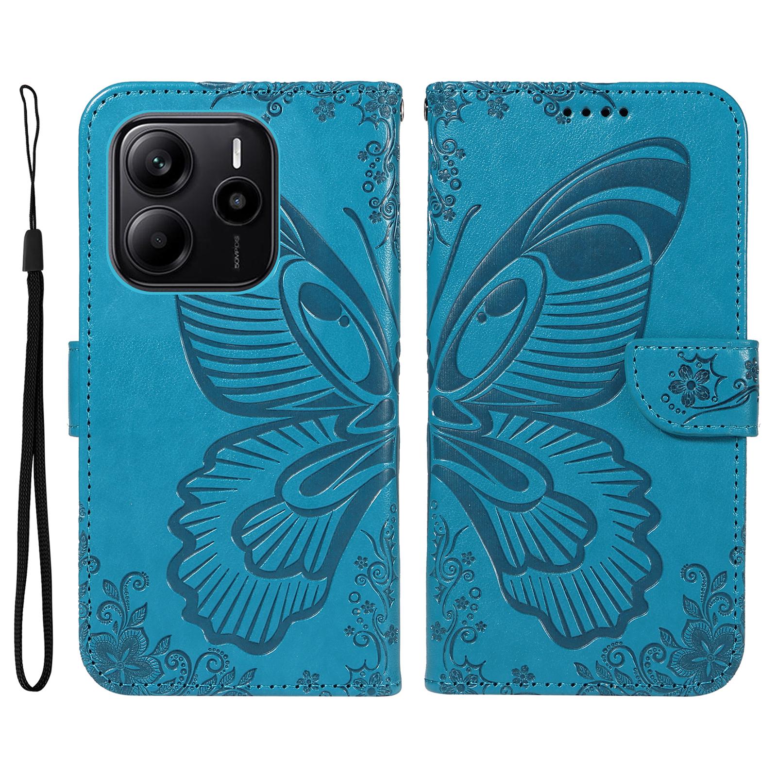 

Для Xiaomi Redmi Note 14 4G (164,84x78,15x8,16 мм) Чохол з візерунком метелика з ПУ шкіри, чохол-книжка з відкидною кришкою для телефону Blue