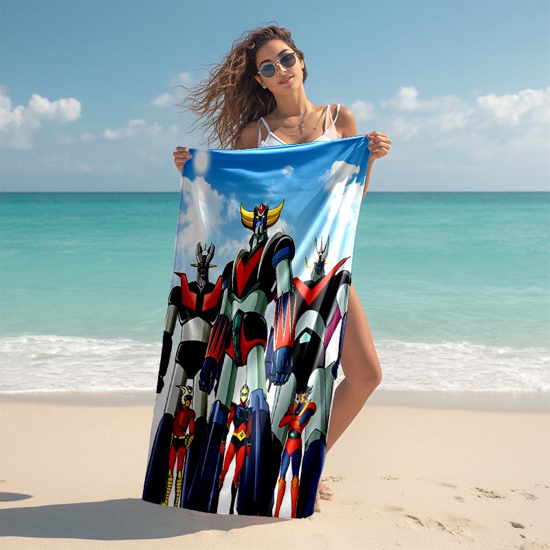 1pc UFO Robot Grendizer5 Beach Towel, Comfortable and Thick, and Swimming/Bath/Picnic/Camping Towel, Suitable for Seaside Beaches