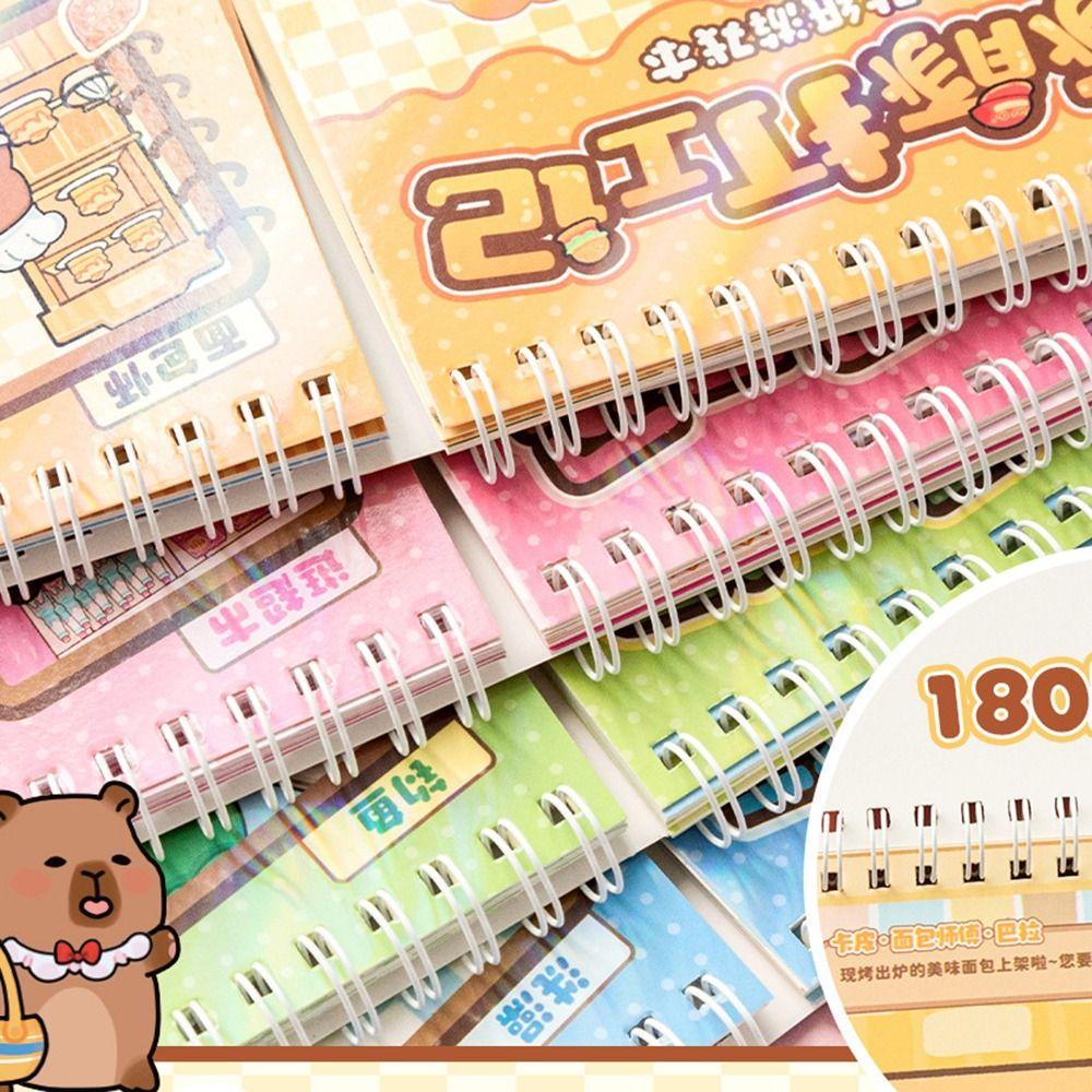 24in1 Capybara Landscape Sticker Book Miniature Scene Collection Cartoon 3D House Stickers Supermarket Bedroom PET