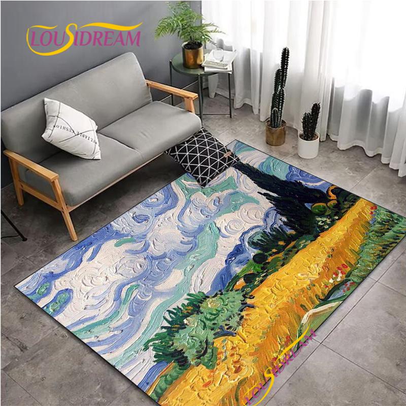 Fashion Van Gogh Art Carpet for Living Room Bedroom Rugs Kitchen Kids Door Un-slip Floor Mats Alfombra Birthday gift Poster Mat