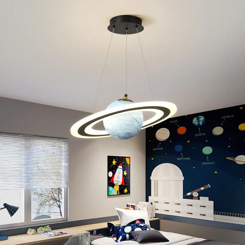 Modern Creative LED pendant light Children's Room Saturn Chandelier Bedroom Planetary Room Decoration Lighting Ceiling Light