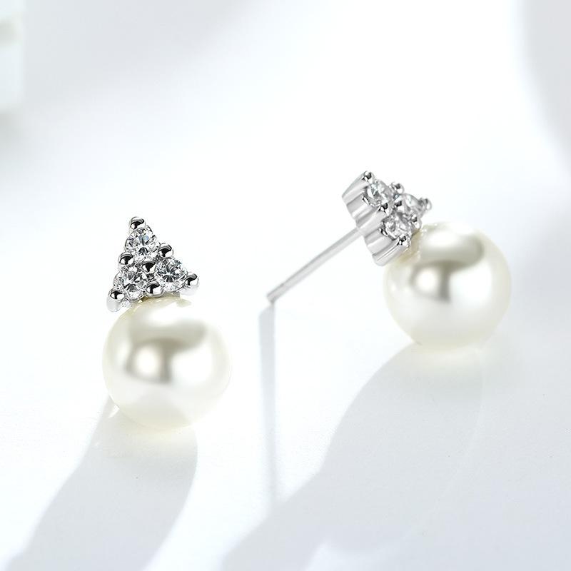 Pyramid Earrings Crown Pearl Diamond Temperament Women's Earrings Ear Jewelry