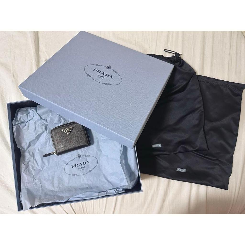 Used Same-day Shipping PRADA Black Coin Case Card Case with Box and Dust Bag