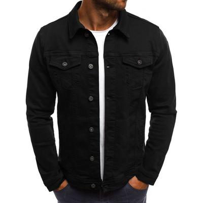 Fashion Casual Denim Jacket Spring Autumn Men's Turn Down Collar Single Breasted Solid Coat Daily Tops