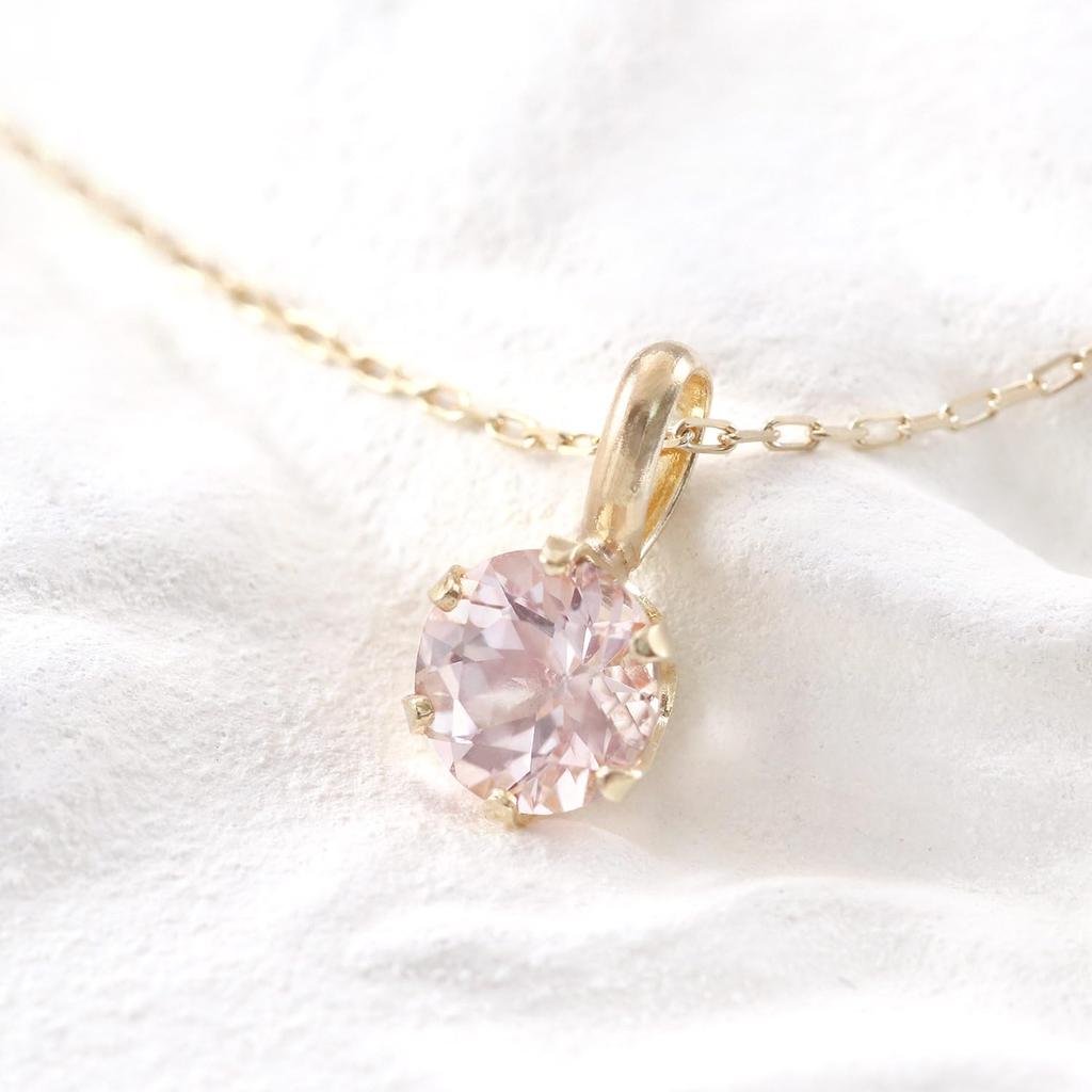 Barzaz Morganite Natural 10K Yellow 40cm Necklace, Stone, Women's, Gold, 10K,