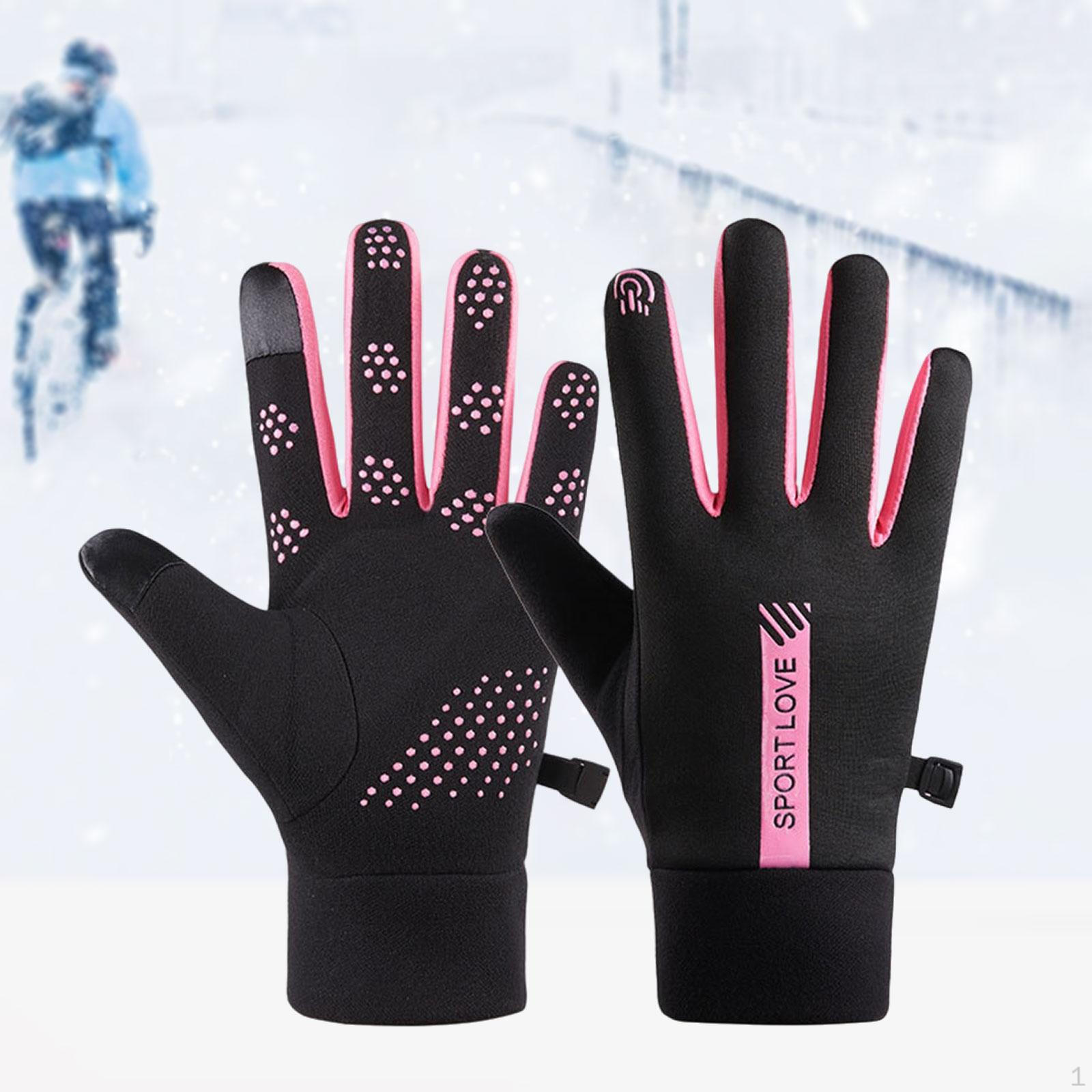 

Перчатки для холодной погоды для катания на лыжах и сноуборде, грелки для рук, использование на открытом воздухе Women Slip on_Black and Rose