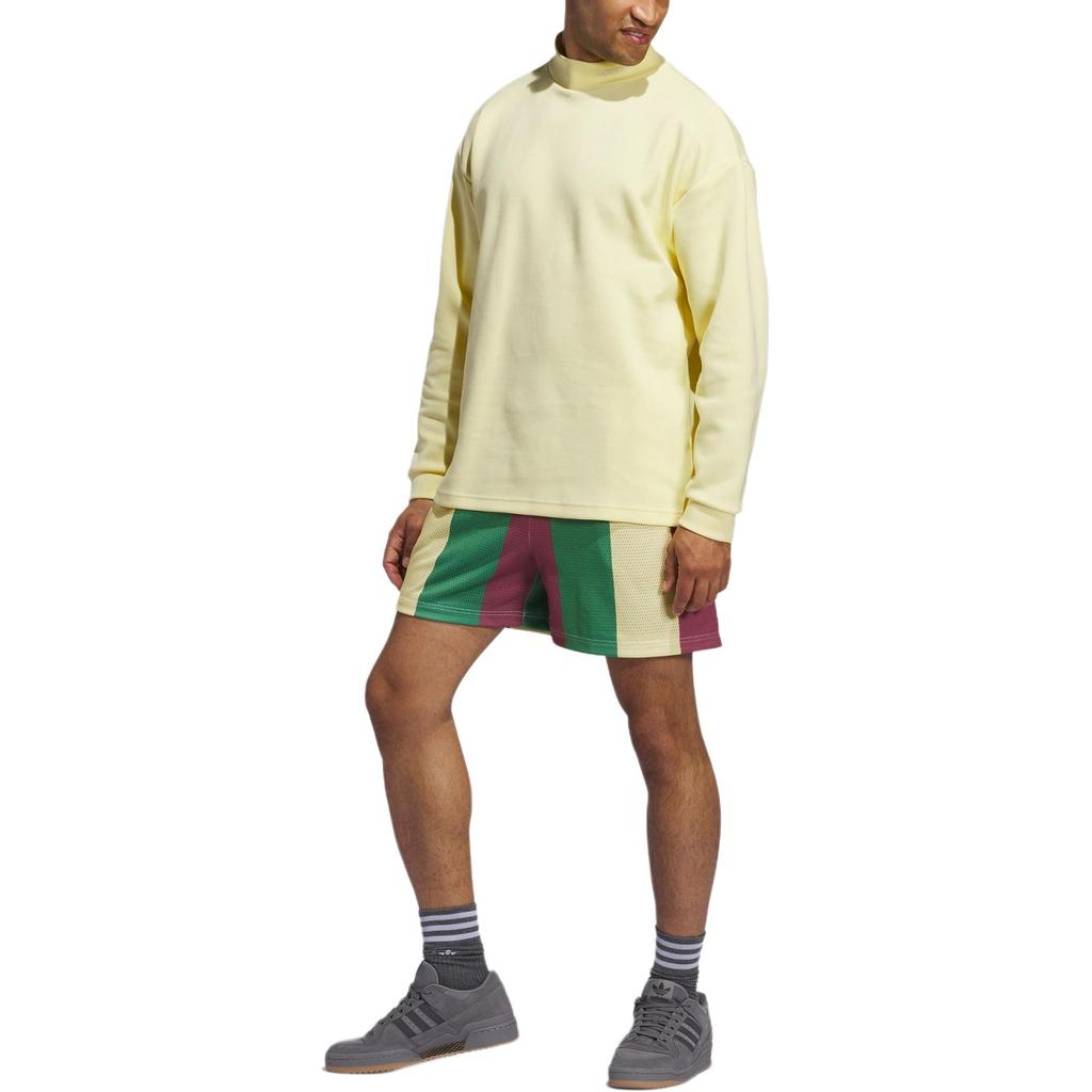 Adidas Originals Allover Print Series Logo Color Block Striped Comfortable Lace-Up Mid-Rise Sports Shorts Unisex Shorts Deep-Pink IY7393