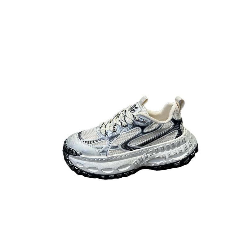 Retro Polished Dad Shoes New Comfortable Through Mesh Tire Sole Casual