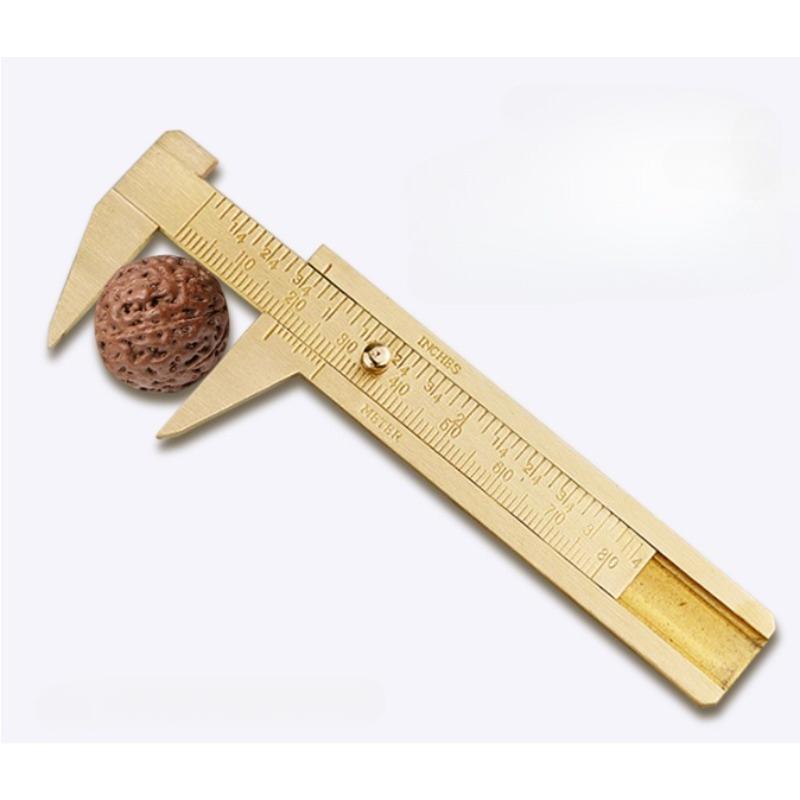 1PC 80mm Brass Sliding Ruler Double Scales Metal Vernier Caliper Gauge Micrometer Precision Measuring Supplies
