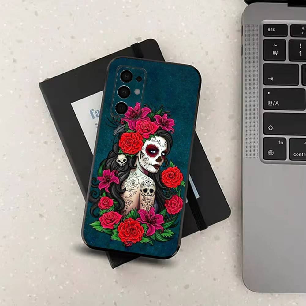 

Catrina Skull Girl Mexican Case For Samsung Galaxy A73,72,41,J7,22,Note,31,8,9,52,71,53,32,Soft Black Silicone Cover SamsungA71
