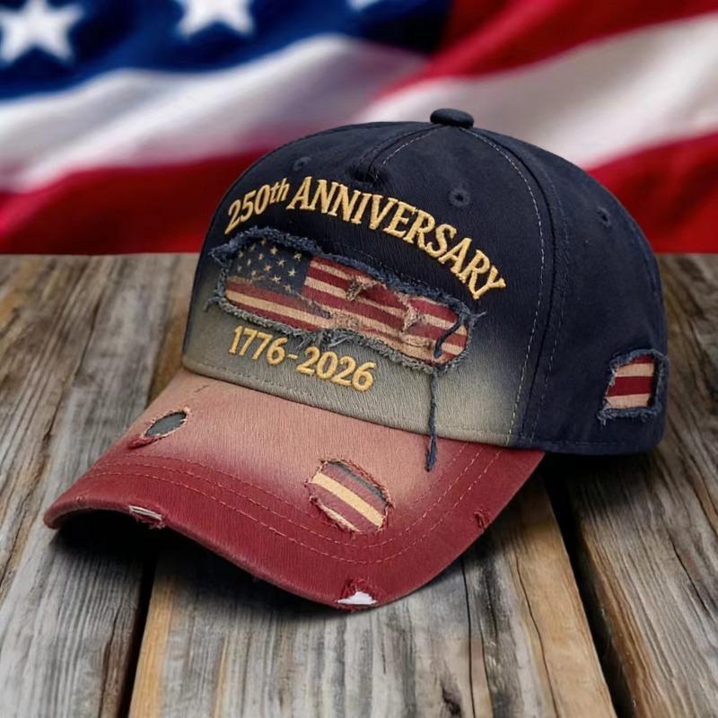 1pc United States 250th Anniversary Baseball Caps for Women,Washed Retro Design,Handmade Embroidery Hat for Parties,Adjustable
