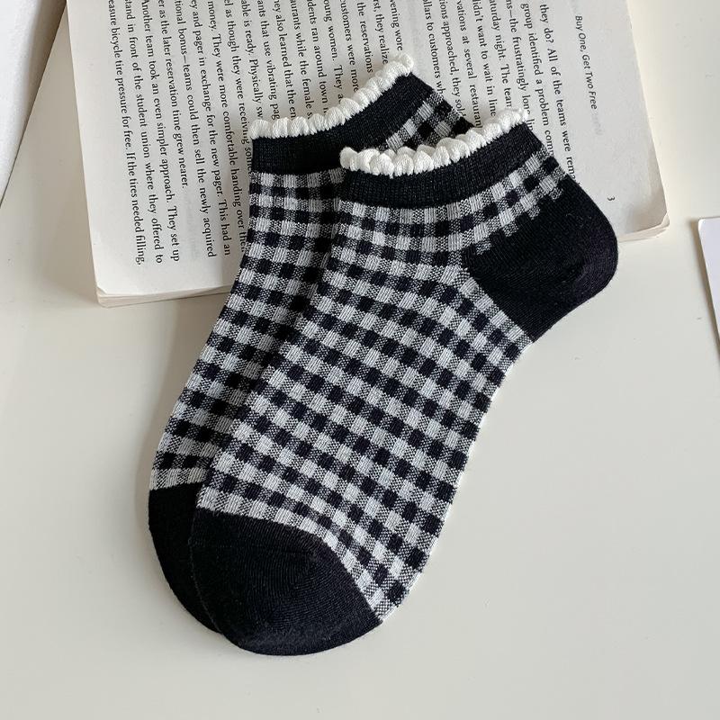 Summer Thin Women's Short Socks, Mesh Breathable, Sweet Bow Lace Boat Socks