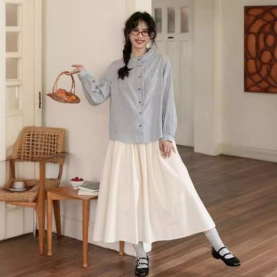 Spring Literary and Artistic Xiaoqing Versatile Big Swing Skirt Medium and Long First Love Skirt Umbrella Skirt