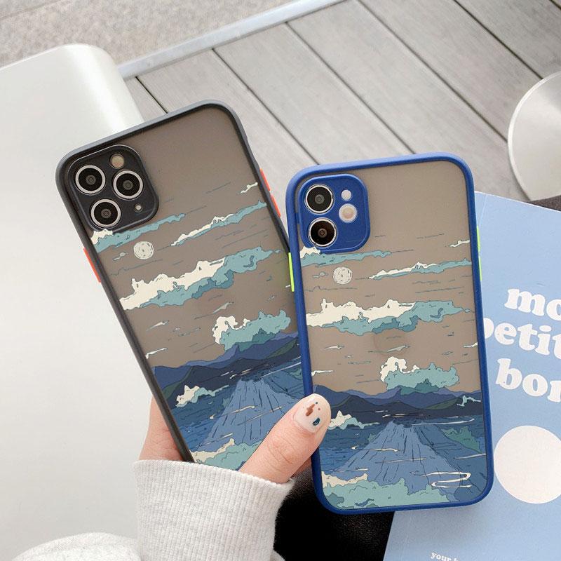Japanese Anime Scene Landscape Phone Case for iPhone X XR XS 12 13 14 11 15 Pro Max Mini 8 7 Plus Cartoon Scenery Covers Fundas