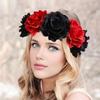 Rózsa fejpánt, kézzel készített hajkarika 5 mesterséges rózsával, magas elasztikus kialakítással, Bohemia stílusú hajkarika fesztivál dekorációval