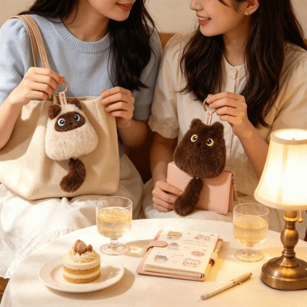 Cute Cat Cat Plush Doll Keychain Soft Fluffy Kitten Plush Keychain Cat Plush Pendant Gift for Boy