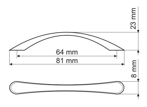 UP83 handle, brushed nickel, 64mm