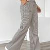 Women's Striped Wide Leg Pants Drawstring Waist Loose Fit Casual Trousers