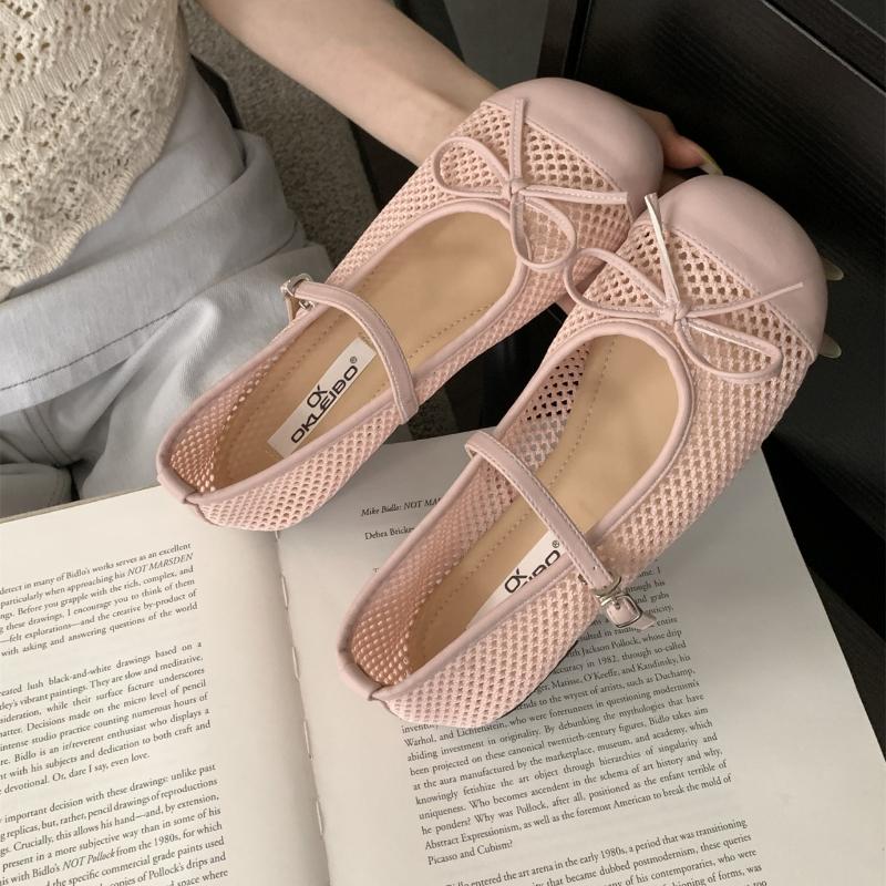 2026 NEW Women s Breathable Mesh Style Flat Bottom Shoes Summer Square Head Woven Lightweight and comfortable Single Shoes 35 розовый 2580₽