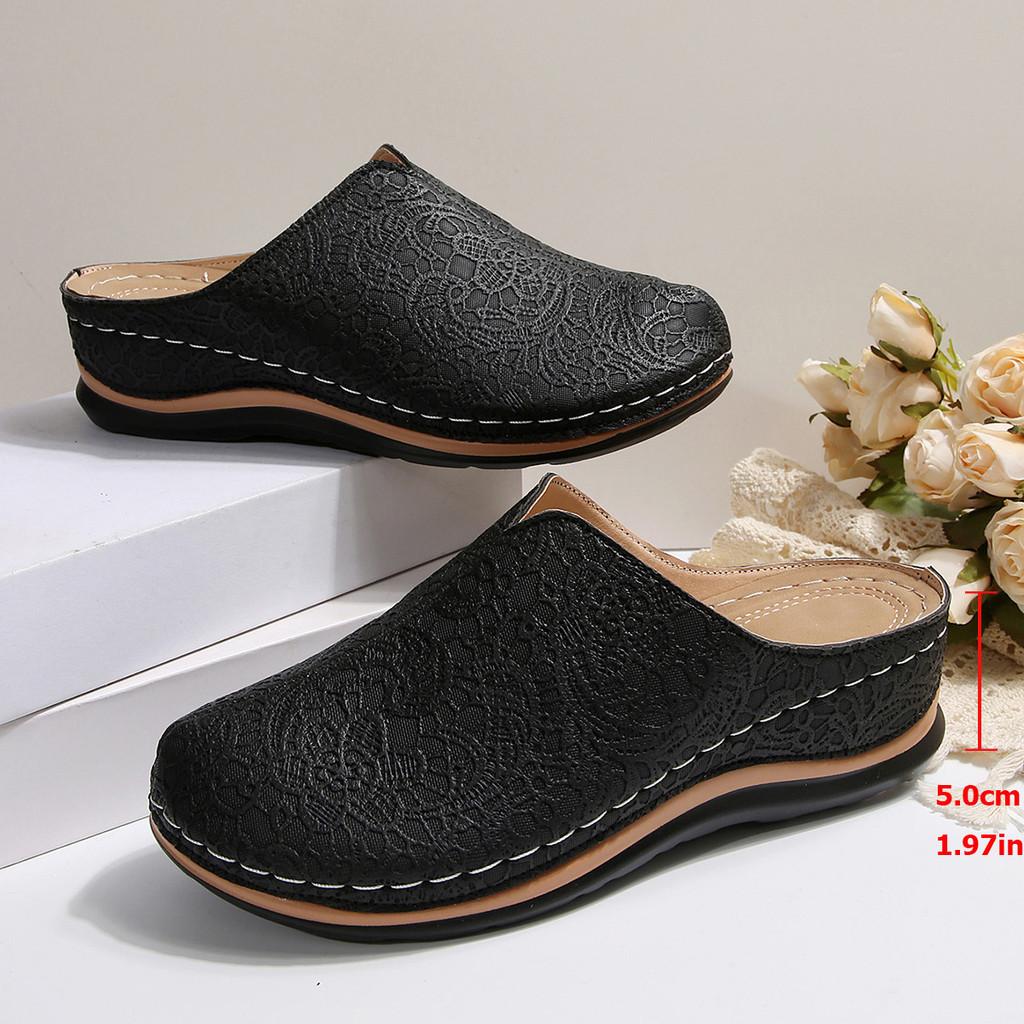 Fall Womens Platform Loafers With Embroidery And Rubber Sole For Casual Office Wear