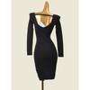 Foreign Trade Original Order Brand Minimalist Silm Soft Glutinous Thermal Dress European and American Style Boat Neck Stretchy Slim-Fit Bodycon Dress