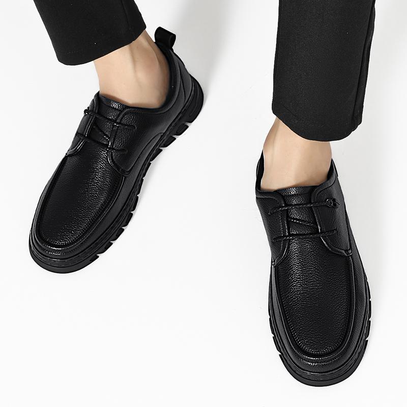 Men's Leather Shoes Lace Up Oxfords Spring Autumn New Comfortable Breathable Unique Simple Casual Men's Black Office Shoes