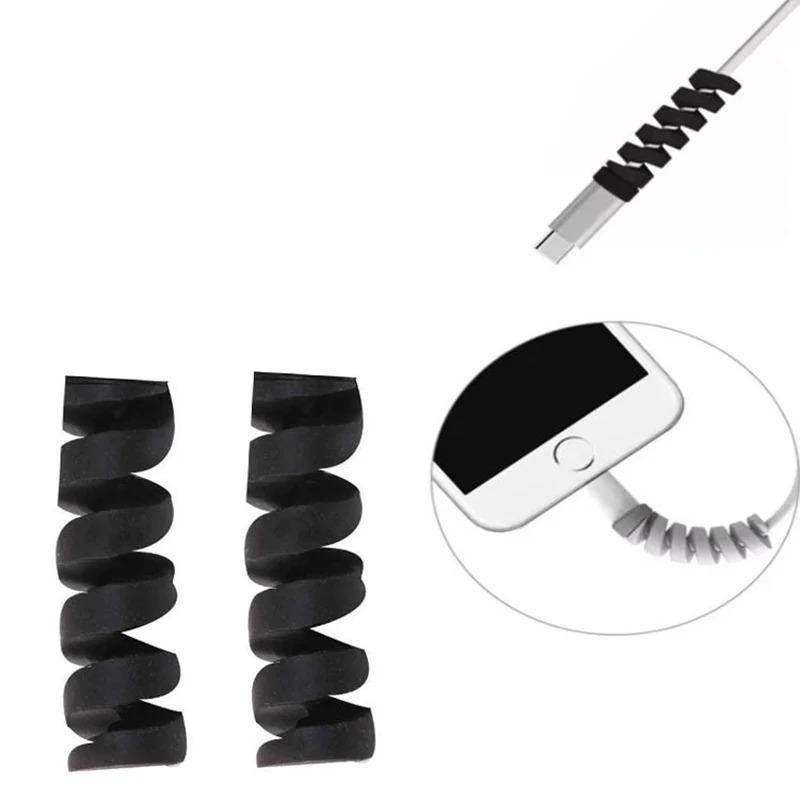 Phone USB Charger Cable Accessories, Silicone Spiral Winder and Cord End Protector Saver Cover