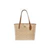 New City Coated Canvas With Leather Tote Bag Shopping Bag Shoulder Bag Handbag Women's Milk Tea Beige 5696-IMNLJ