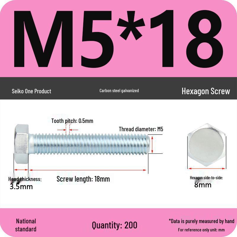 8.8 Grade Galvanized Hex Head Bolt, High-Strength M4-M30