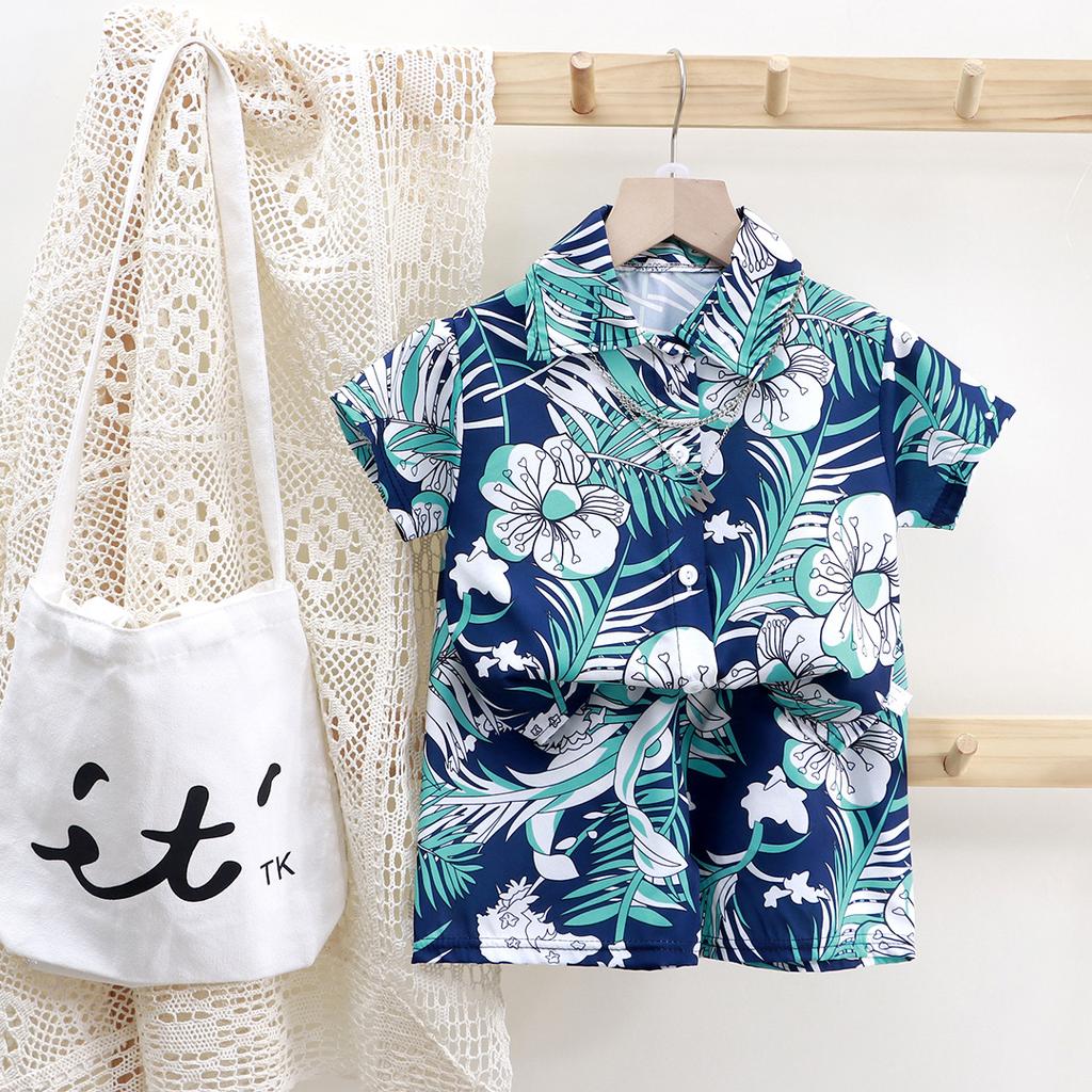 Children's Summer Suit Boys' Summer Suit Baby's Short Sleeved Shorts T-shirt Loose Shirt Trendy Children's Clothing