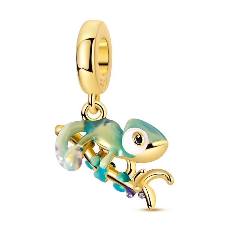 925 Silver Chameleon Ballet Shoes Charm Bead Pendant for DIY Bracelet Women Jewelry Gift Golden Series