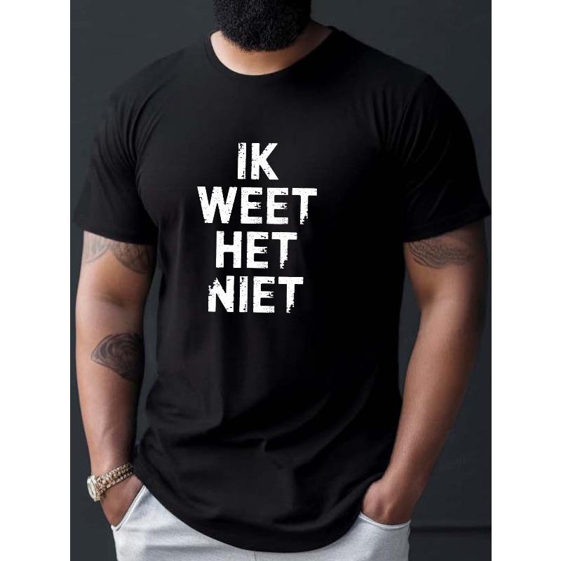 

Европейский размер Голландская цитата Я не знаю Мужская повседневная футболка с круглым вырезом и коротким рукавом для лета, БОЛЬШОЙ РАЗМЕР M чёрный
