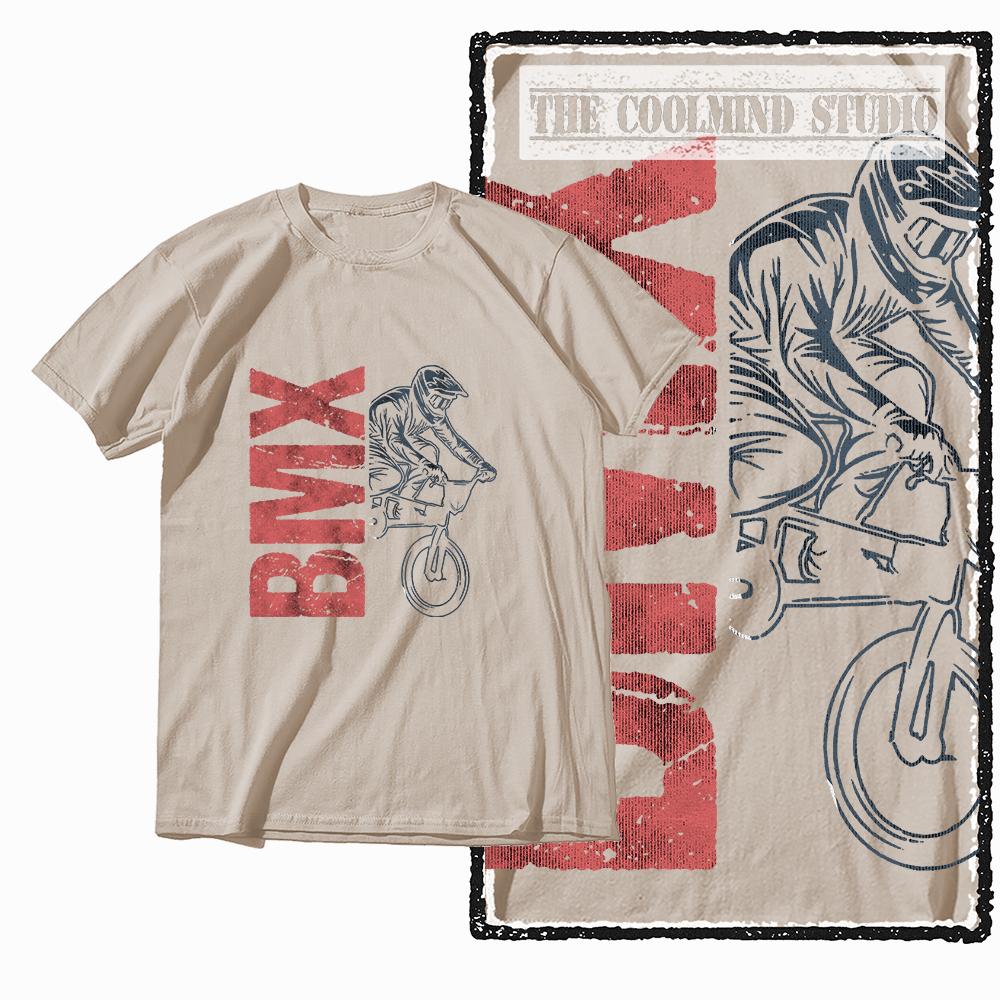 Coolmind Z1119 R 100% Cotton bMX  Graphic Men T Shirt Cotton Streetwear Retro Tshirt for Men Tee Shirt